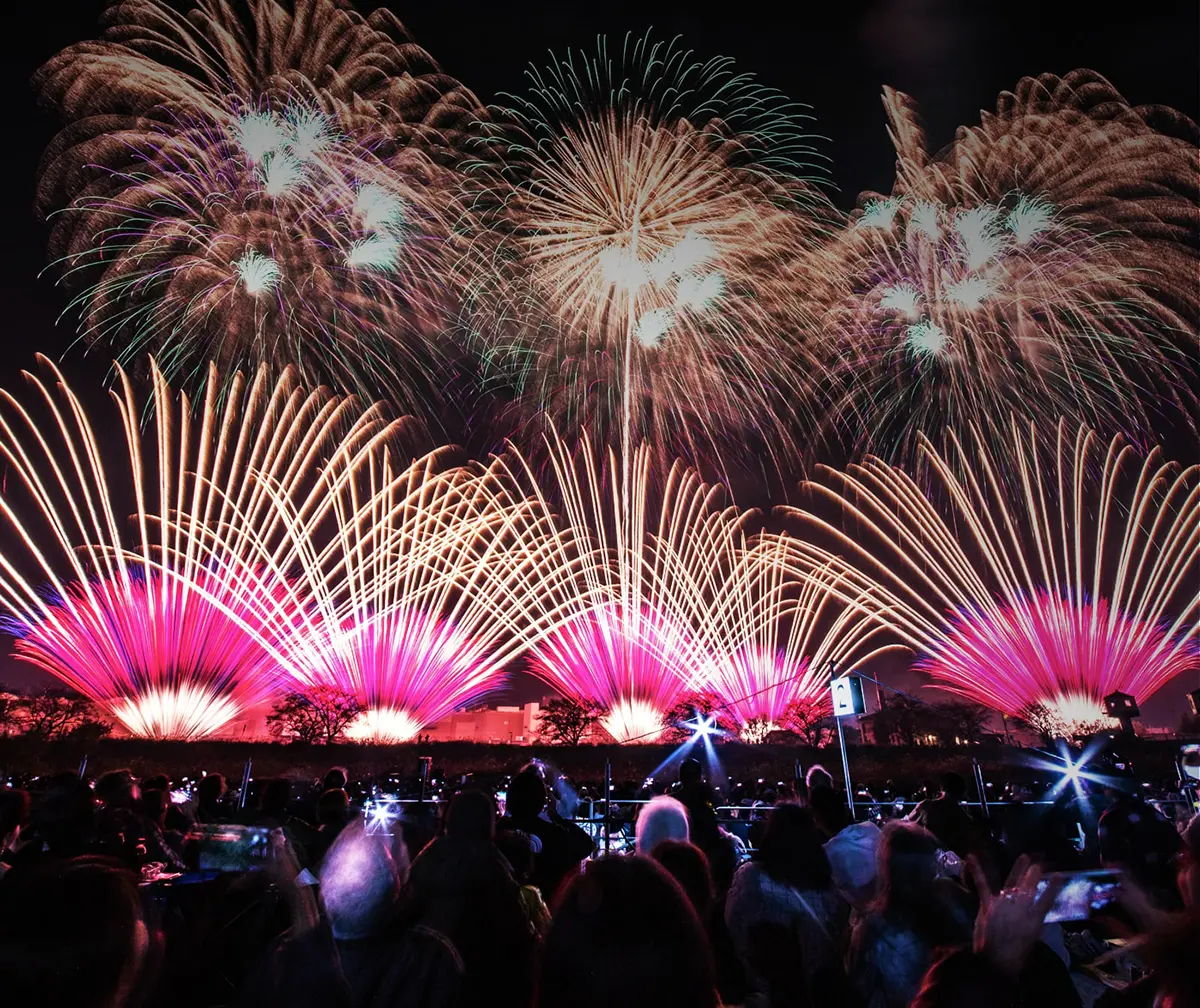 土浦全国花火競技大会の花火風景